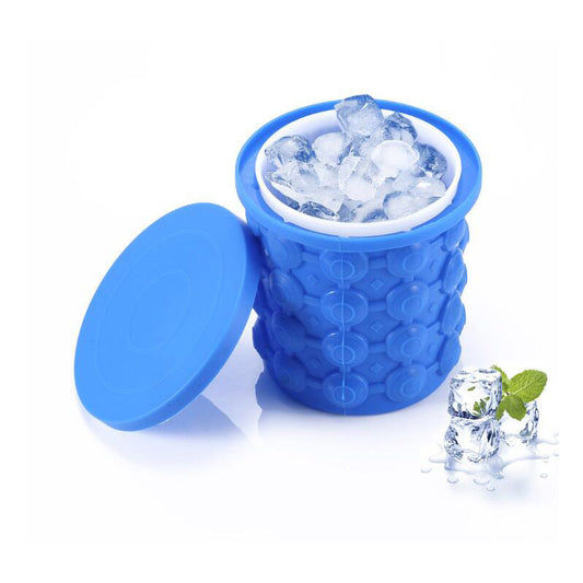 Multi-functional Portable Silicone Ice Maker Tray, Silicone Ice Bucket with Lid Ice Cube Bucket Ice Cubes Maker 2-in-1 Ice Cube Molder and Holder Homemade Ice Cube